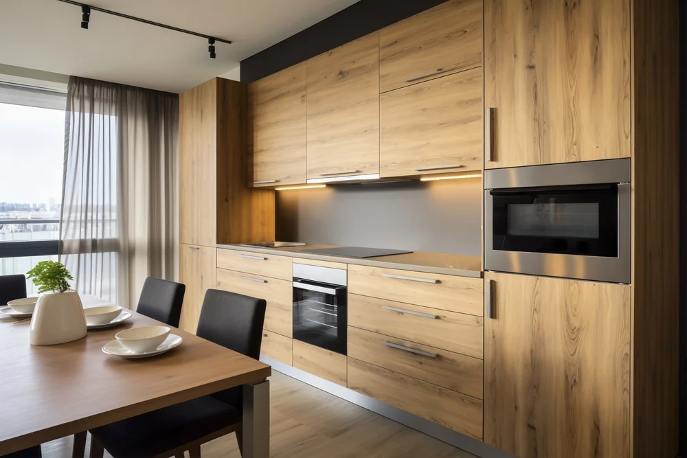 espacio de cocina pequeño con diseño moderno